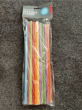 Kikkerland Rainbow Reusable Straws 24 Pack